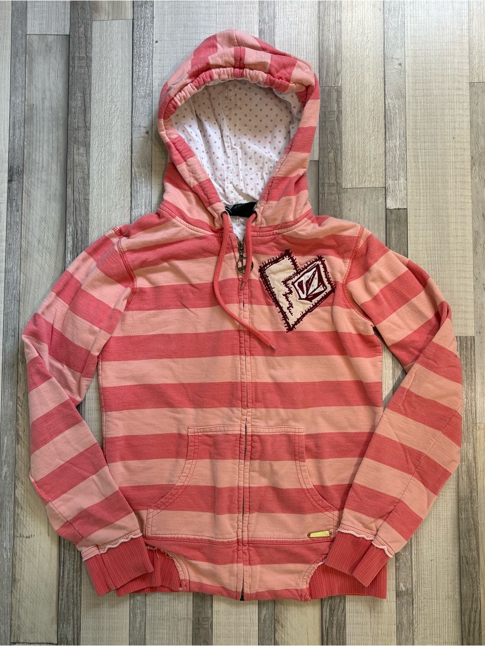 Volcom Girls' Pink Striped Zip Hoodie